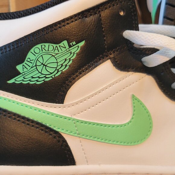 Air Jordan 1 Mid | White/Green Glow/Black | Size 10.5 | New - Picture 13 of 14